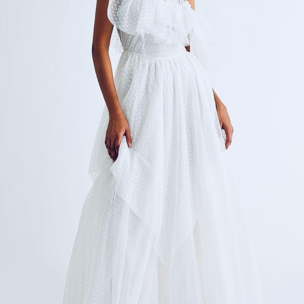 LOVESHACKFANCY NONI MAXI OFF SHOULDER DRESS